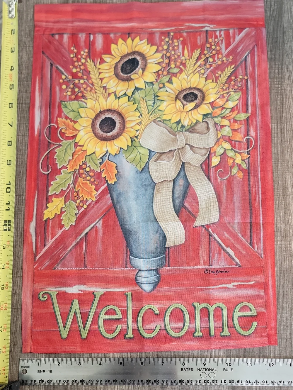 Decorative Autumn Garden Flag Multi-colored! Barn Daisies & Leaves. 
